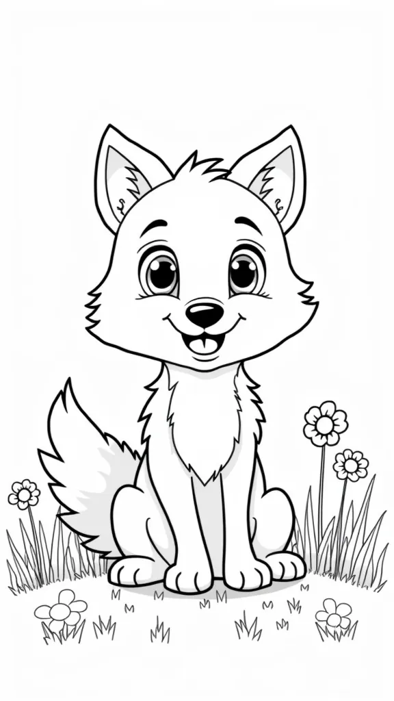 coloriage de loup mignon